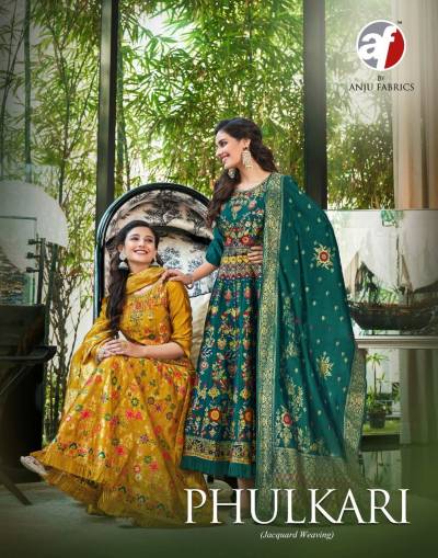 Phulkari By Anju Fabric Designer Party Wear Readymade Gown With Dupatta Collection